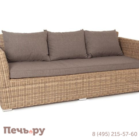 4SiS Капучино диван из искусственного ротанга трехместный, цвет соломенный фото 12