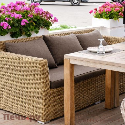 4SiS Капучино диван из искусственного ротанга трехместный, цвет соломенный фото 6