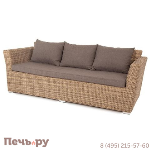 4SiS Капучино диван из искусственного ротанга трехместный, цвет соломенный фото