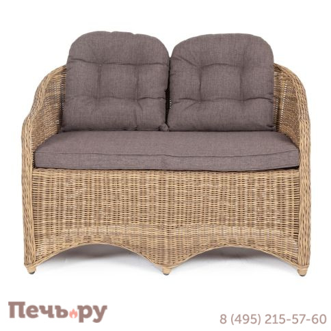 4SiS Равенна диван двухместный плетенный из ротанга, цвет соломенный фото 6