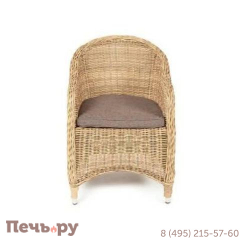 4SiS Равенна плетеное кресло из искусственного ротанга, цвет соломенный с серой подушкой фото 12