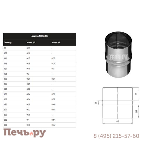 Адаптер ПП Феррум 200мм (AISI 430 0,5 мм) Уцененный фото 2