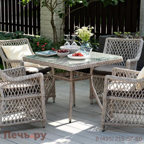 Айриш 4SiS стол плетеный из искусственного ротанга, цвет бежевый фото 6