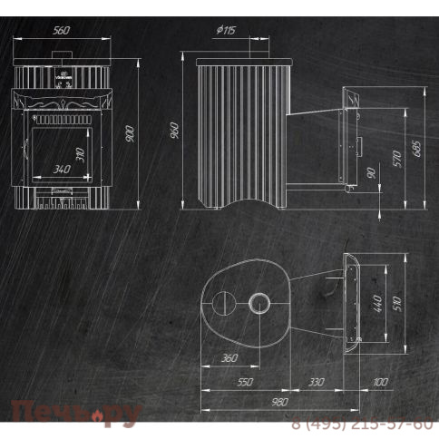 Банная печь Ферингер Ламель Оптима ПС до 23 куб. м., закрытая каменка фото 16