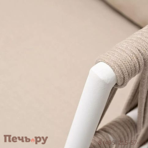 Диван 2-местный плетеный из роупа 4SiS Диего, основание дуб, каркас алюминий светло-серый (RAL7035) шагрень, роуп бежевый круглый, ткань бежевая 15052 фото 10