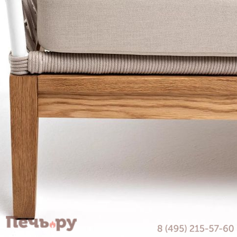 Диван 2-местный плетеный из роупа 4SiS Диего, основание дуб, каркас алюминий светло-серый (RAL7035) шагрень, роуп бежевый круглый, ткань бежевая 15052 фото 11