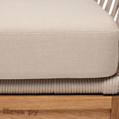 Диван 2-местный плетеный из роупа 4SiS Диего, основание дуб, каркас алюминий светло-серый (RAL7035) шагрень, роуп бежевый круглый, ткань бежевая 15052 фото 9