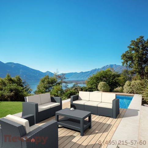 Диван пластиковый плетеный двухместный с подушками Siesta Contract Monaco Lounge фото 2