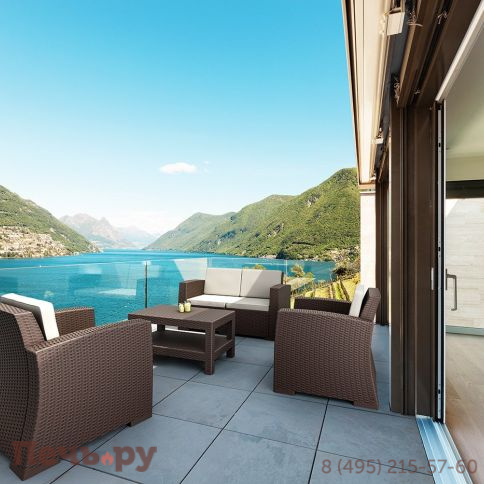 Диван пластиковый плетеный двухместный с подушками Siesta Contract Monaco Lounge фото 4