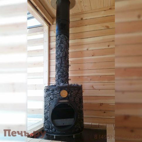 Дровяная печь для сауны IKI Maxi Plus со стальной дверцей смайл фото 3
