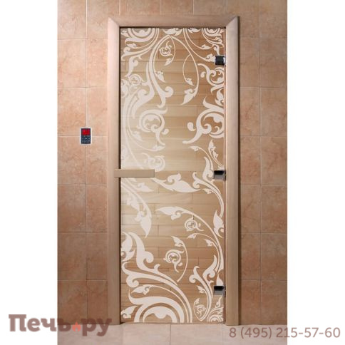 Дверь для бани DoorWood Венеция 1900х700, 8 мм, 3 петли, коробка - ольха фото 3