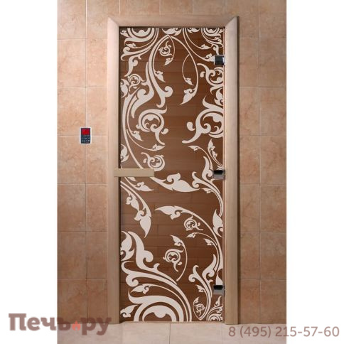 Дверь для бани DoorWood Венеция 1900х700, 8 мм, 3 петли, коробка - ольха фото