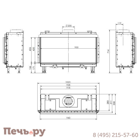 Газовый камин Milafire MF 1000 фото 2