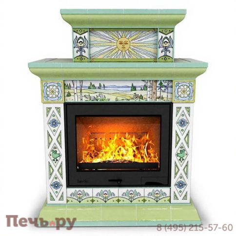 Готовый камин КимрПечь Билибин двухъярусный художественный центральный с топкой Астов К7454 фото 5