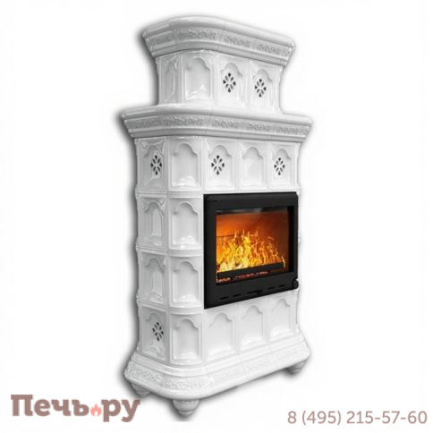 Готовый камин КимрПечь Истра двухъярусный центральный с топкой Астов К7454 фото