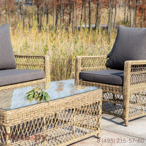 Гранд Латте 4SiS стол журнальный из искусственного ротанга, цвет соломенный фото 5