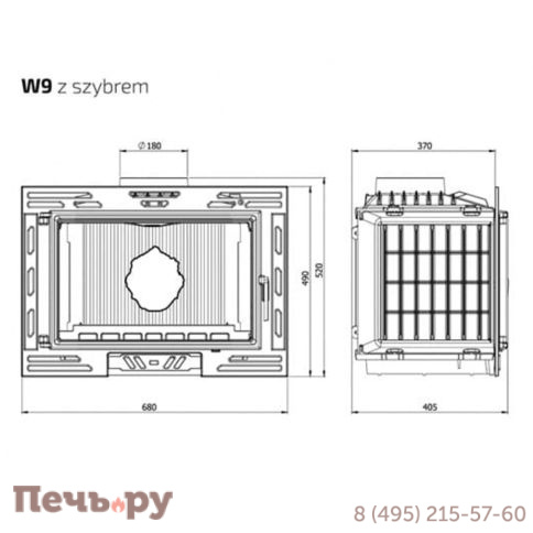 Каминная чугунная топка  Kaw-Met W9A 9,8 кВт Eko фото 6