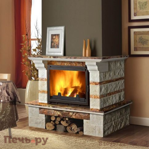 Каминная облицовка ЭкоКамин Бегония пристенная фото