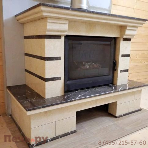 Каминная облицовка Madeira Daniella Dark Chokolate деревянная балка фото 9