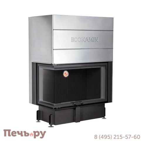 Каминная топка ЭкоКамин Дельта 1000B два стекла черный шамот фото 7