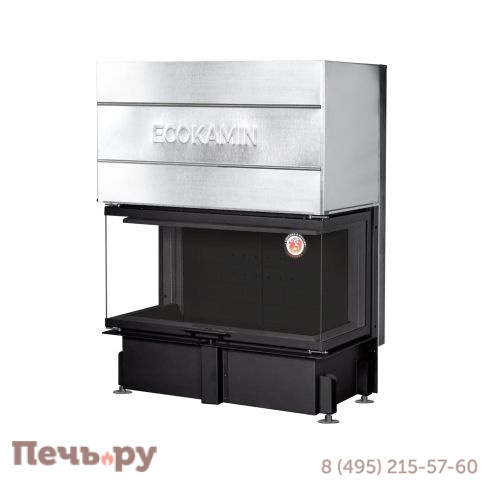 Каминная топка ЭкоКамин Дельта 1000KВ три стекла черный шамот фото 2