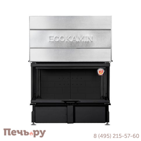 Каминная топка ЭкоКамин Дельта 1000KВ три стекла черный шамот фото 4