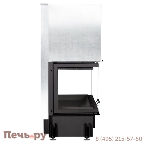 Каминная топка ЭкоКамин Дельта 1000KВ три стекла черный шамот фото 5