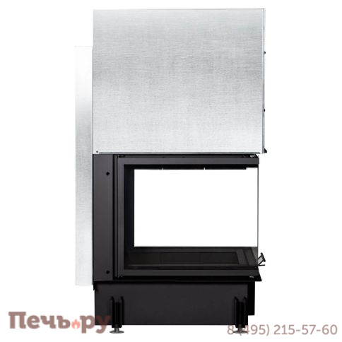 Каминная топка ЭкоКамин Дельта 700 PB три стекла подовое горение принтинг черный шамот фото 4