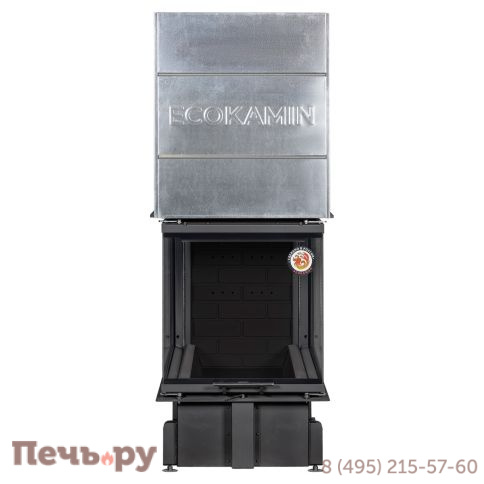 Каминная топка ЭкоКамин Дельта 700 PB три стекла подовое горение принтинг черный шамот фото 5