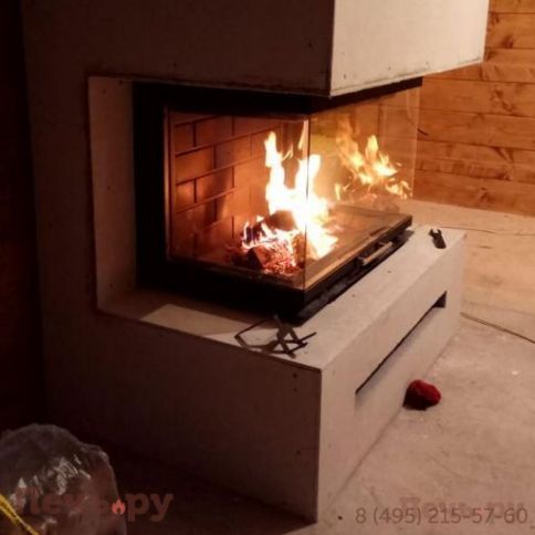 Каминная топка ЭкоКамин Дельта 800 P три стекла принтинг подовое горение фото 2