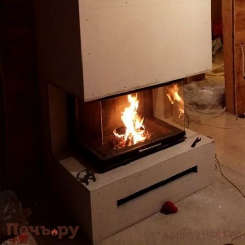 Каминная топка ЭкоКамин Дельта 800 P три стекла принтинг подовое горение фото 5