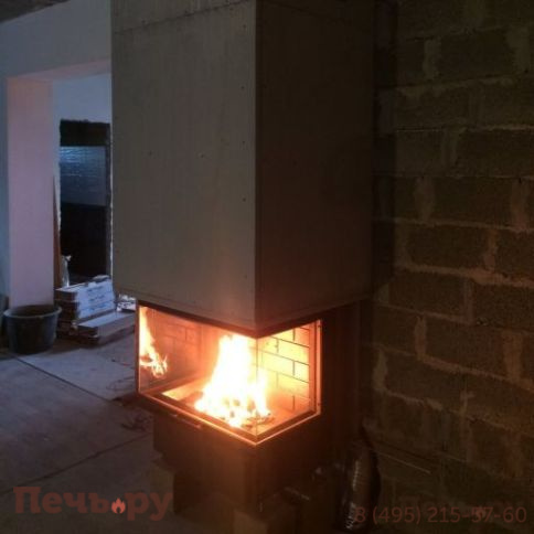 Каминная топка ЭкоКамин Дельта 800 P три стекла принтинг подовое горение фото 6