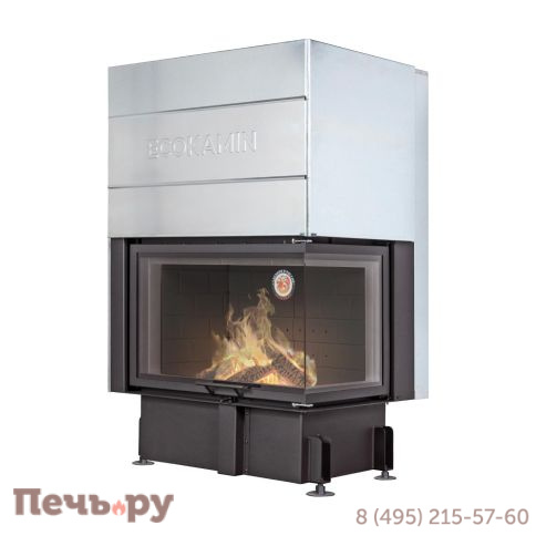 Каминная топка ЭкоКамин Дельта 800B два стекла черный шамот принтинг фото 2