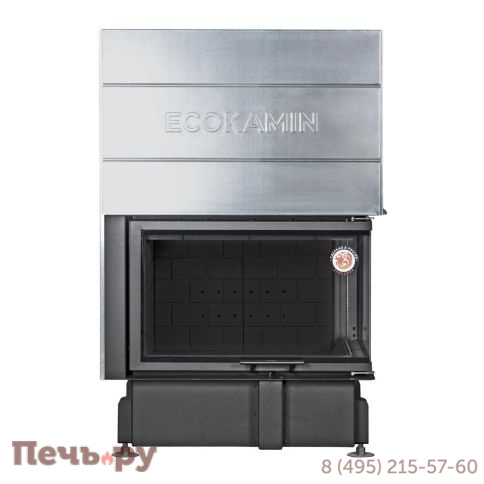 Каминная топка ЭкоКамин Дельта 800B два стекла черный шамот принтинг фото 4