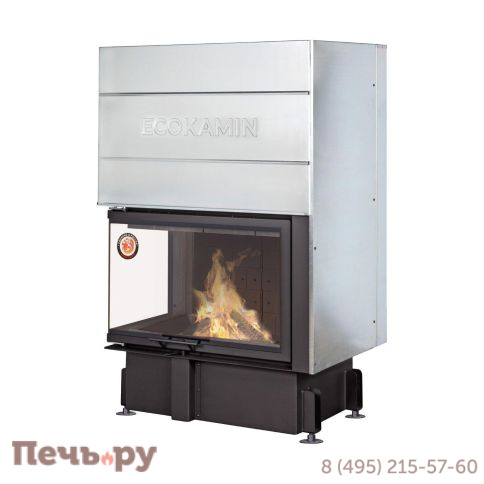 Каминная топка ЭкоКамин Дельта 800B два стекла черный шамот принтинг фото