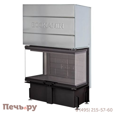 Каминная топка ЭкоКамин Дельта 800B три стекла черный шамот принтинг фото 10