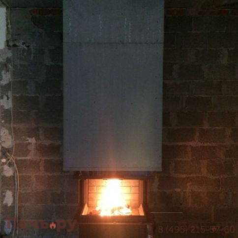 Каминная топка ЭкоКамин Дельта 800B три стекла черный шамот принтинг фото 9