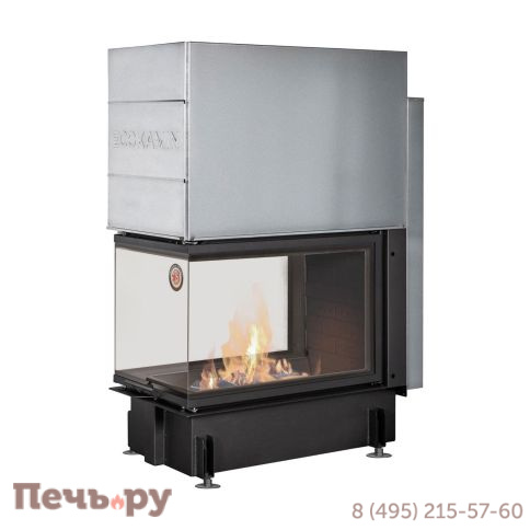 Каминная топка ЭкоКамин Дельта 900 B три стекла принтинг черный шамот фото