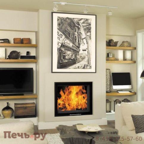 Каминная топка ЭкоКамин Вега 800 B принтинг черный шамот фото 2