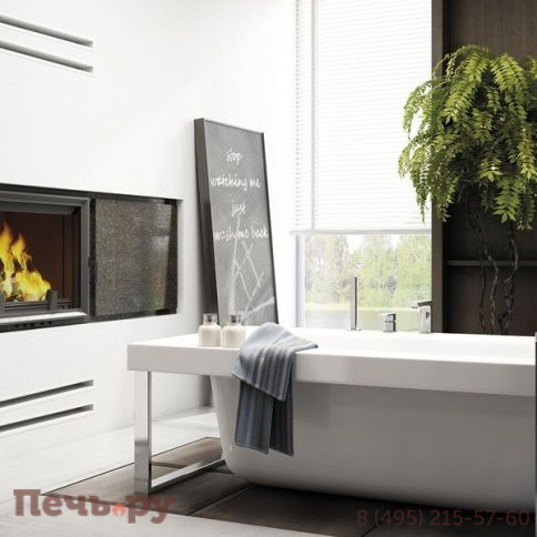 Каминная топка Kratki Amelia/PW/BL/24/W (стекло слева, змеевик) фото 3