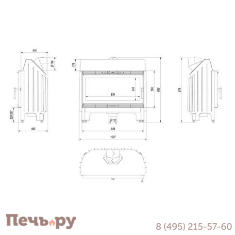Каминная топка Kratki Blanka 910 (керамич. футеровка) фото 4