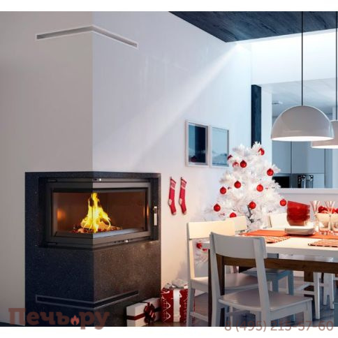 Каминная топка Kratki Oliwia/PW/BL/22/BS/W (угловое стекло слева, змеевик) фото 2