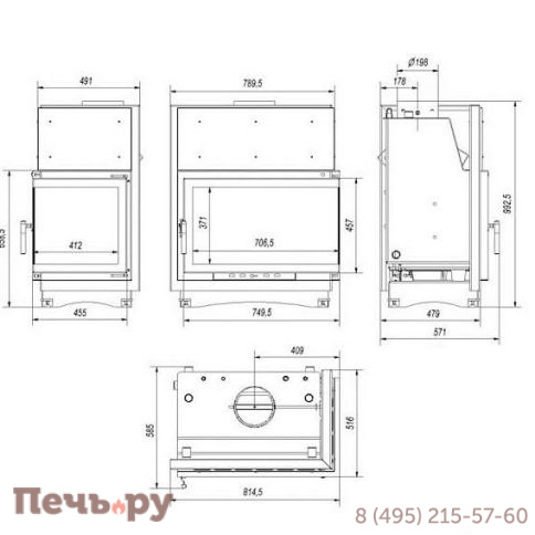 Каминная топка Kratki Oliwia/PW/BP/17/BS/W (угловое стекло справа, змеевик) фото 5