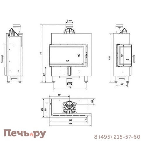 Каминная топка Kratki Pro Lucy/14/Slim/L/BS, Г-образное стекло слева фото 11