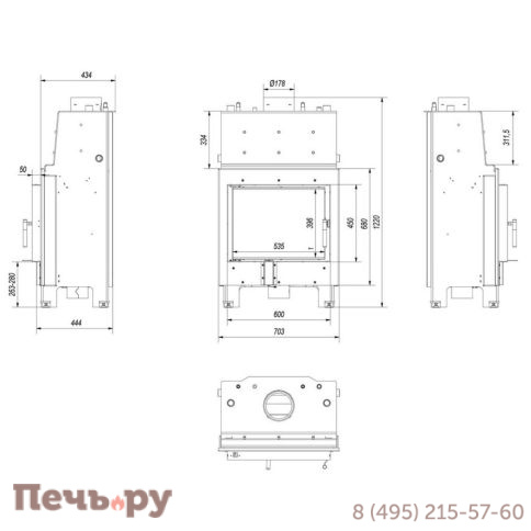 Каминная топка Kratki Pro MBM/PW/10/W фото 8