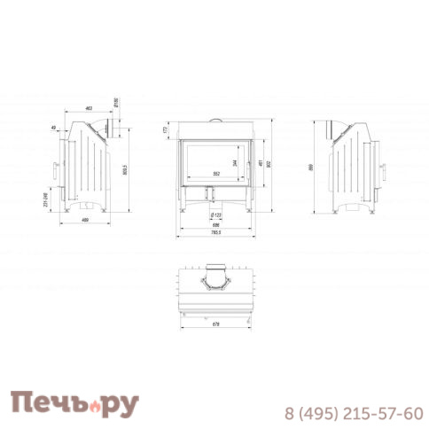 Каминная топка Kratki Zibi (керамич. футеровка) фото 8
