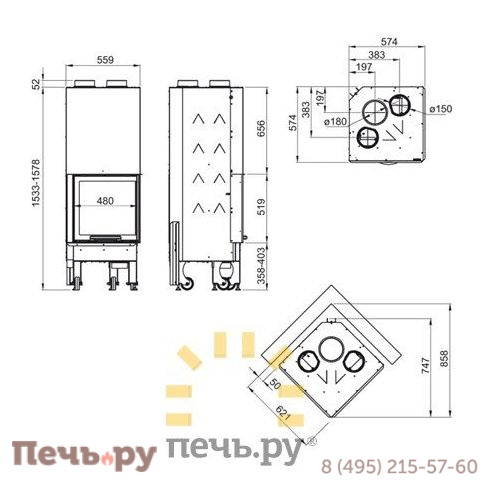 Каминная топка La Nordica Monoblocco 500 ANGOLO фото 3