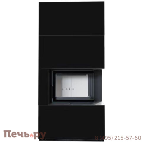 Каминокомплект Kratki Pro Floki в облицовке Nero Assoluto, угловое стекло справа фото 3