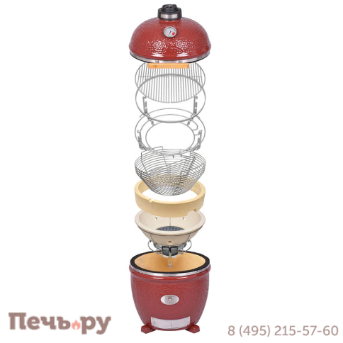 Керамический гриль Monolith Classic Pro serie 2.0 Red с боковыми столиками и подставкой фото 10