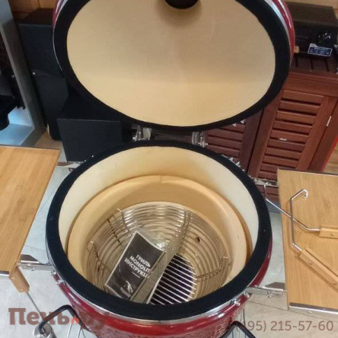 Керамический гриль Monolith Classic Pro serie 2.0 Red с боковыми столиками и подставкой фото 4